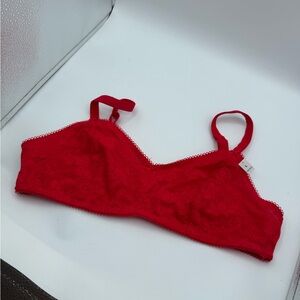 Pink Victoria’s Secret Unlined Red Lace Bralette NWT L. MH-232